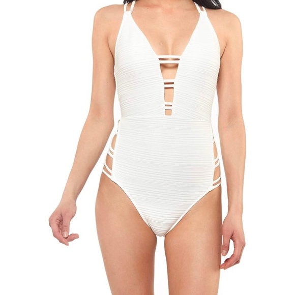 Jessica Simpson White One Piece Swimsuit Sz L - Picture 1 of 4